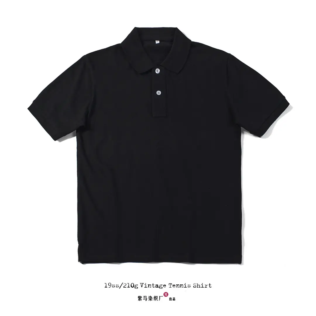 Men Cotton Solid Color Polo Shirt Dark Gray Summer