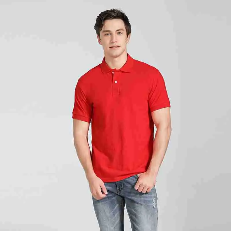 Men Navy Cotton Polo Shirt Short Sleeve
