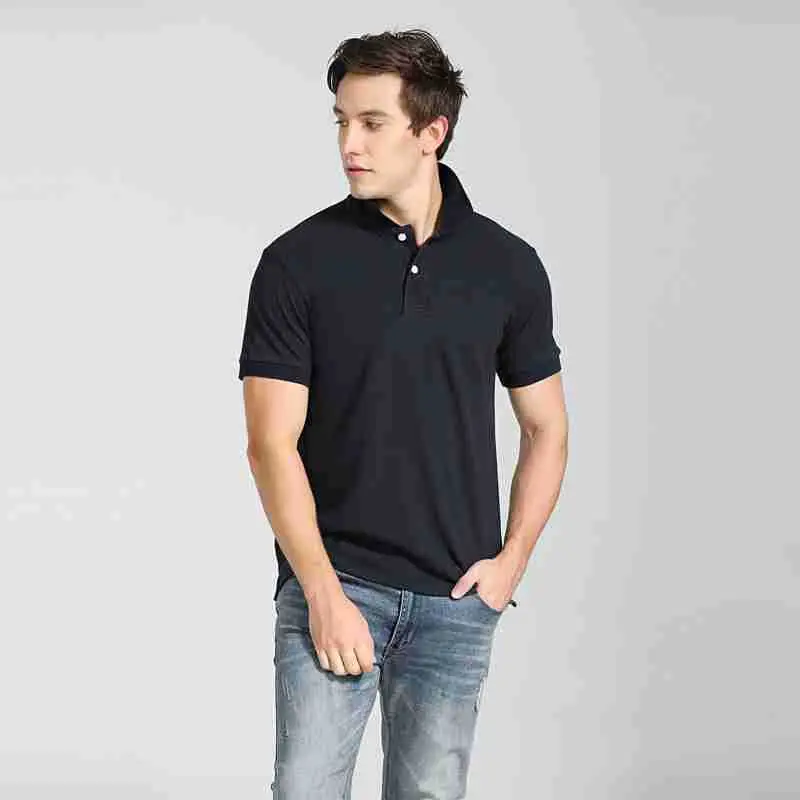 Men Navy Cotton Polo Shirt Short Sleeve Pakistan