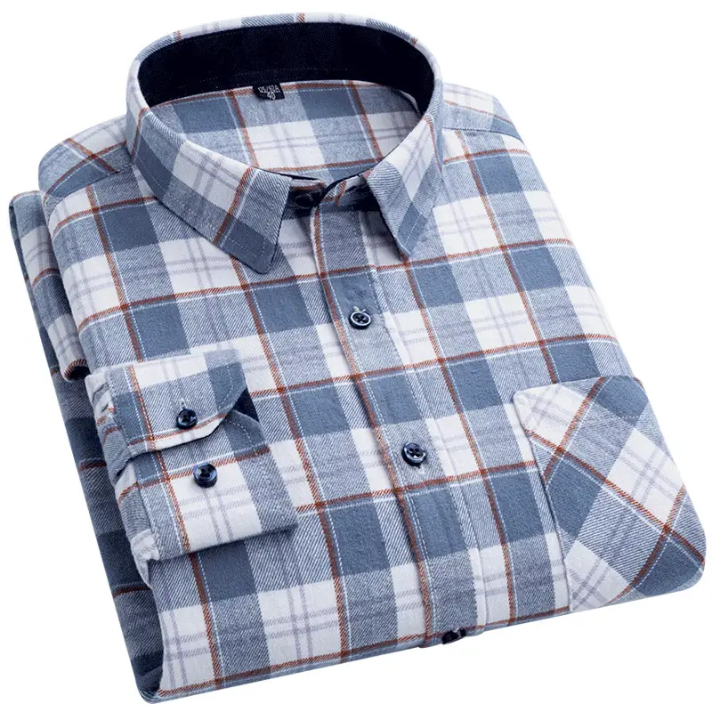 Men Plaid Cotton Shirt Autumn 47 Colors