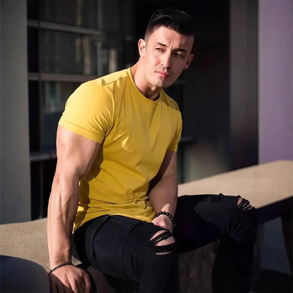 Men's Olive Fitness T-Shirt Summer Tight Casual