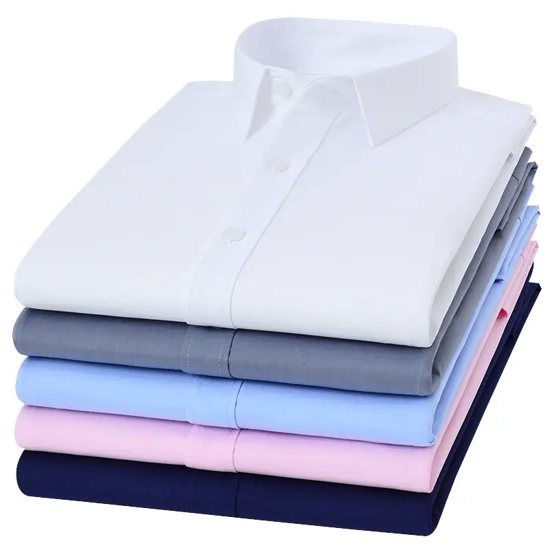 Men Bamboo Fiber Long Sleeve Shirt Anti Wrinkle Formal Casual White