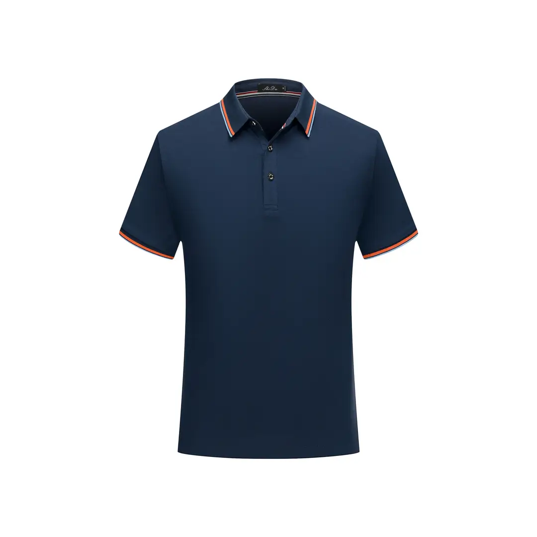 Men Summer Polo Shirt Blue Embroidered Logo