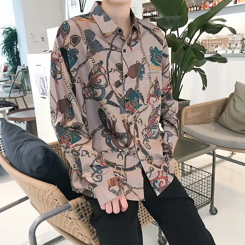 Men Long Sleeve Shirt Black Stylish School Wear