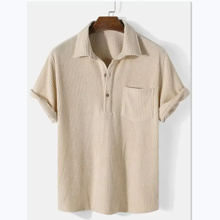 Men Loose Plaid Short Sleeve Shirt Light Blue