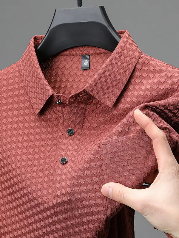 Men Summer Short Sleeve Polo Shirt Red Casual Stretch