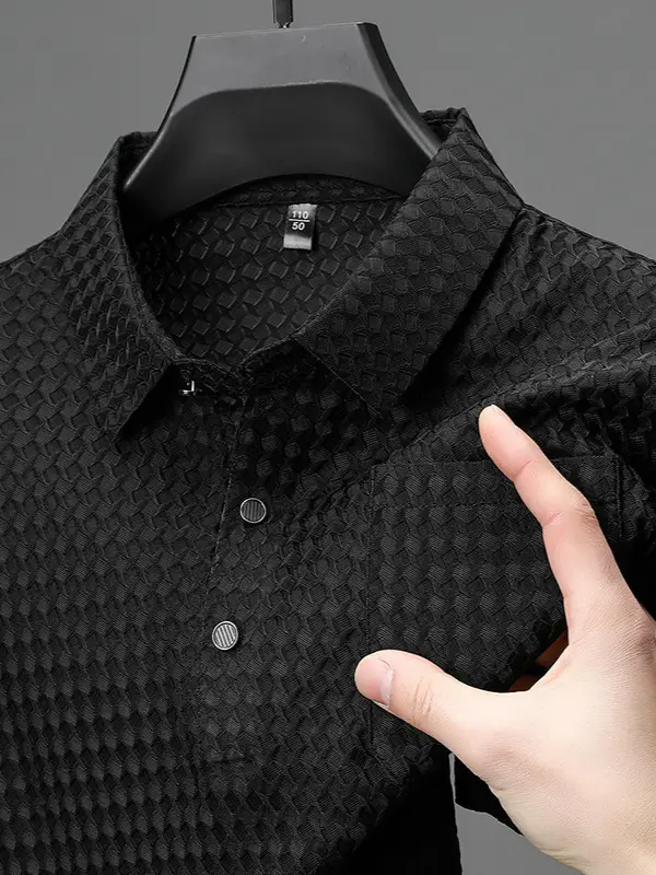 Men Summer Short Sleeve Polo Shirt Red Casual Stretch