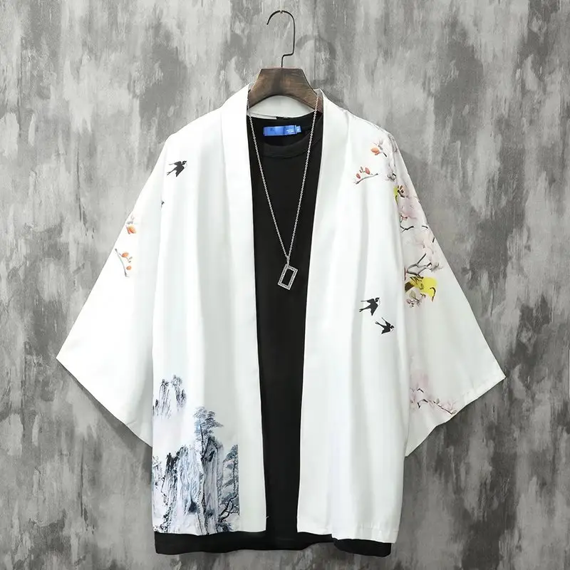 Vintage Plum Blossom Couple Robe Women M-Plum Yellow Black