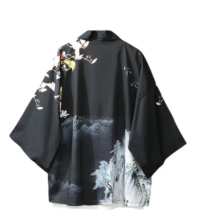 Vintage Plum Blossom Couple Robe Women M-Plum Yellow Black