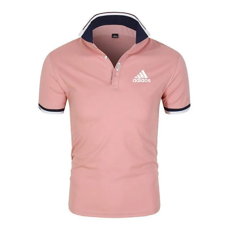 Men Printed Polo Shirt Summer Casual White Large