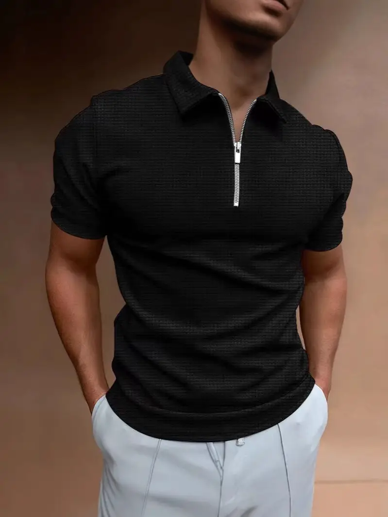 Men Slim Fit Polo Shirt White Summer