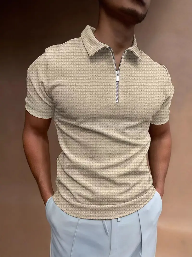 Men Slim Fit Polo Shirt White Summer