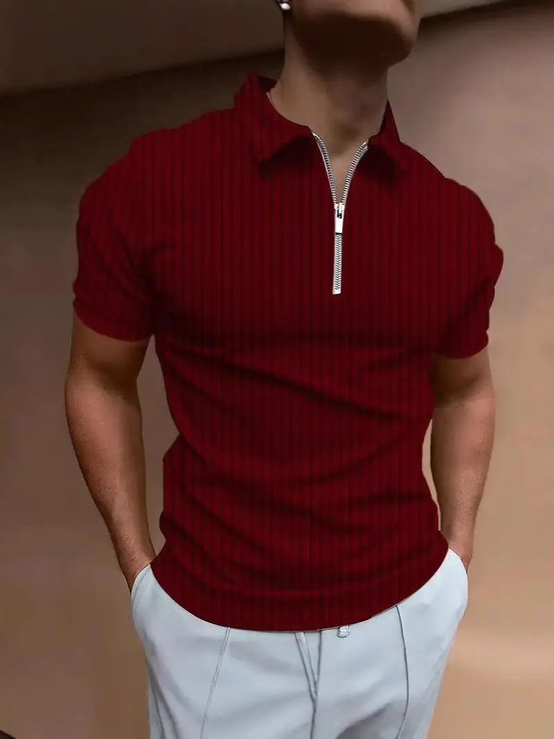 Men Slim Fit Polo Shirt Summer White Short Sleeve