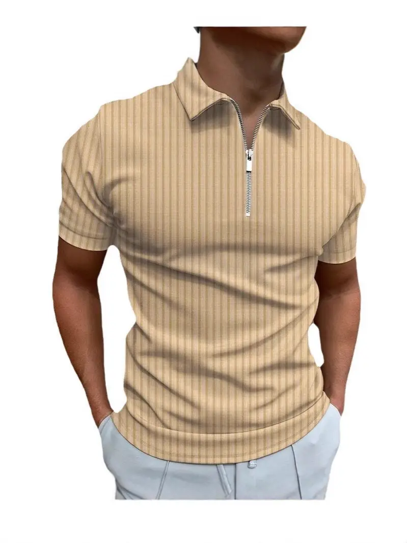 Men Slim Fit Polo Shirt Summer White Short Sleeve
