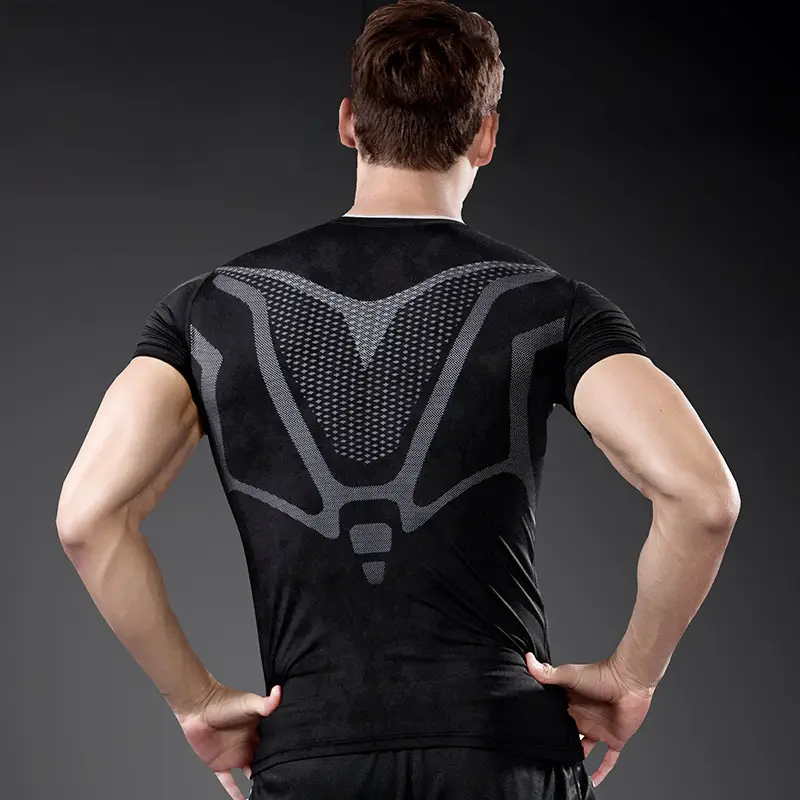 Men Short Sleeve Compression T-Shirt Quick Drying Gym Sports