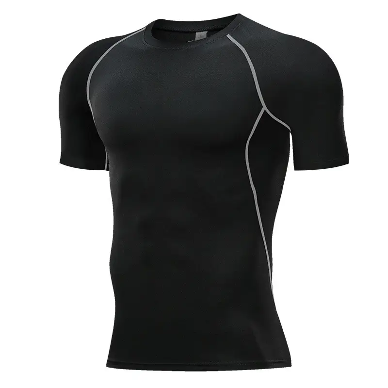 Men Short Sleeve Compression T-Shirt Quick Drying Gym Sports