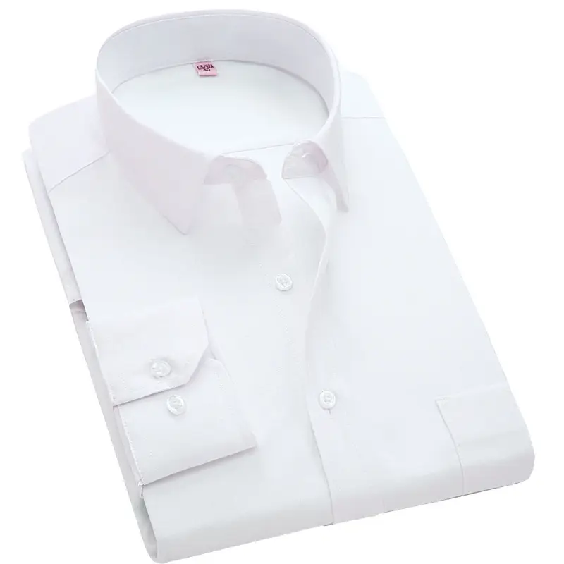 Plus Size Long Sleeve Shirt for Middle Aged Men Autumn White Casual Non Ironing