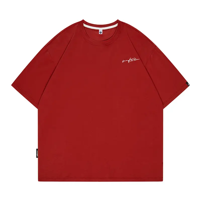 Men Loose Embroidered T-Shirt Plus Size Summer Black