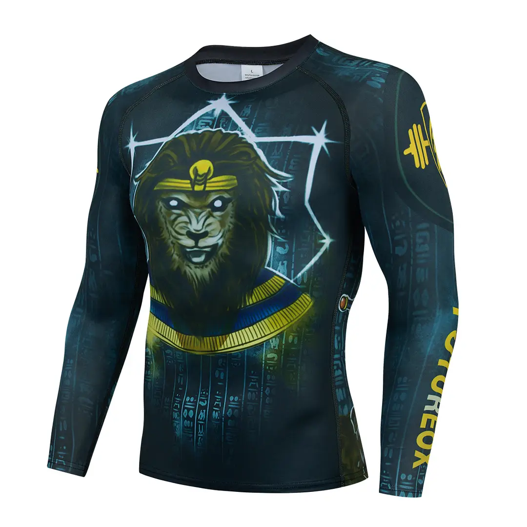 Men's Printed Quick-Dry Sports Tights Blue Dragon Design