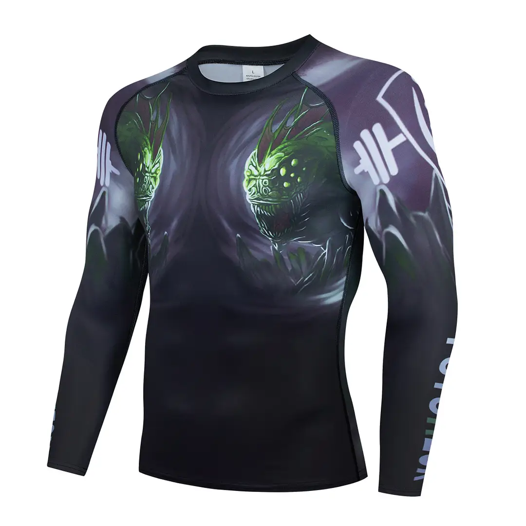 Men's Printed Quick-Dry Sports Tights Blue Dragon Design