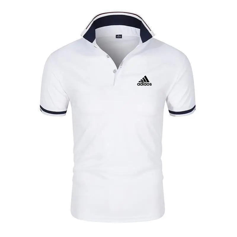 Men Slim Fit Polo Shirt White Navy Trim