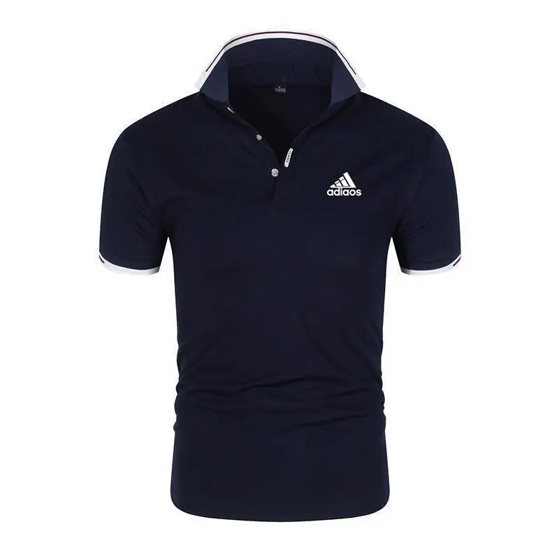 Men Slim Fit Polo Shirt White Navy Trim