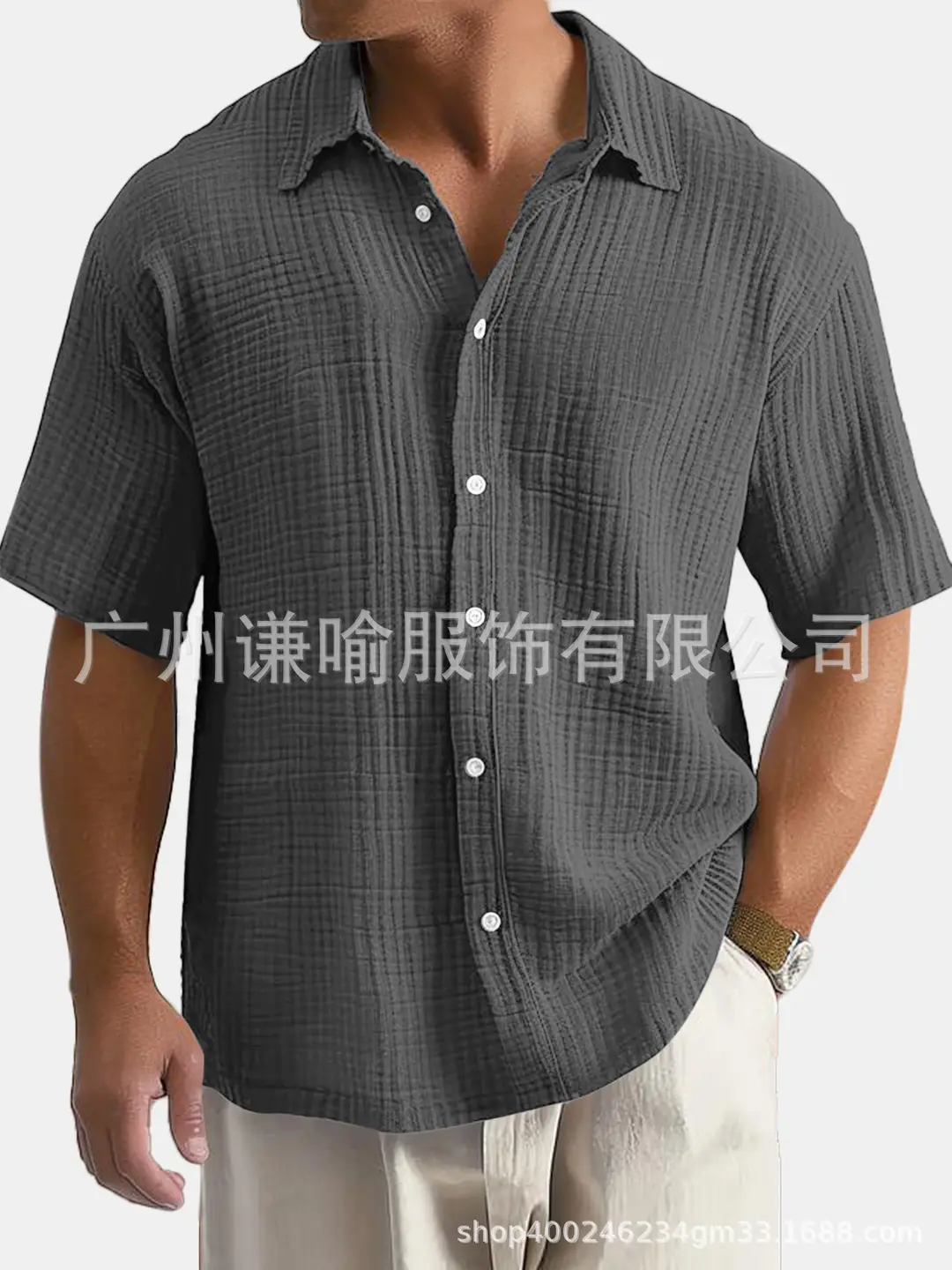Men Sky Blue Cotton Button Down Shirt Summer Casual