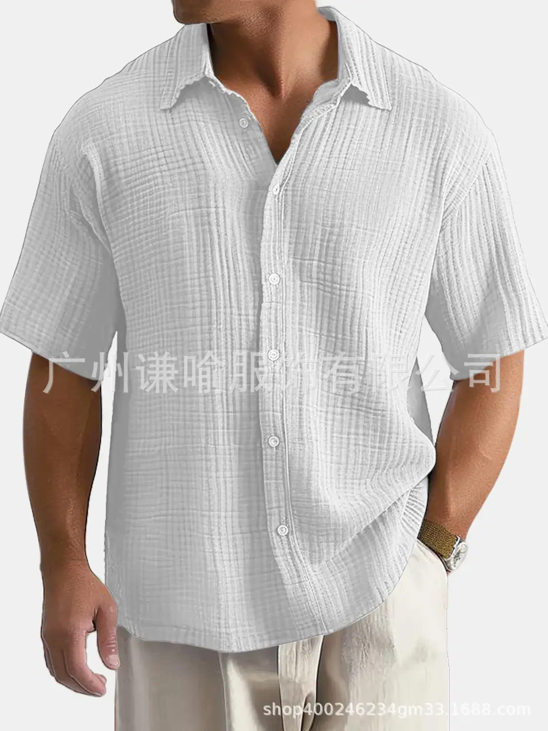 Men Sky Blue Cotton Button Down Shirt Summer Casual