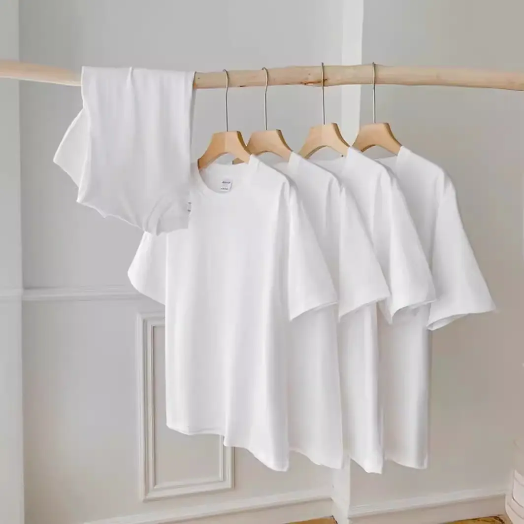 Men Loose Fit Cotton T-Shirt White Summer