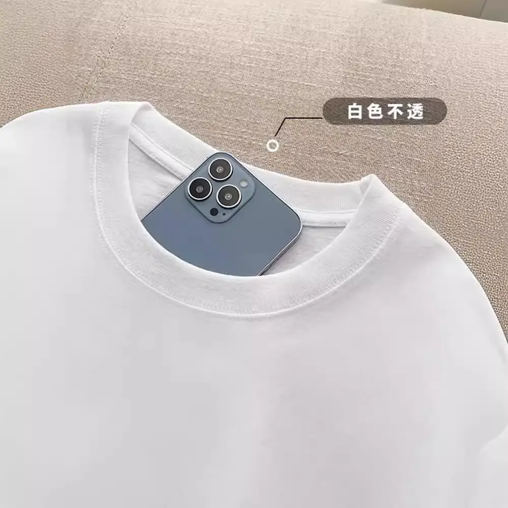 Men Loose Fit Cotton T-Shirt White Summer