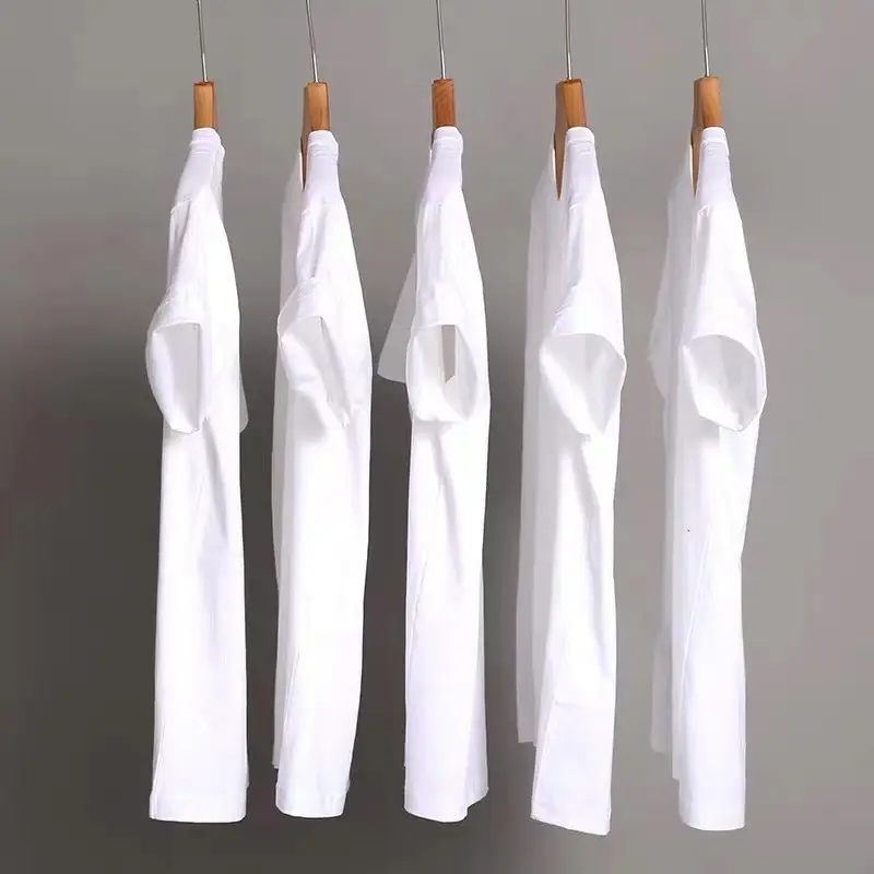 Men Loose Fit Cotton T-Shirt White Summer