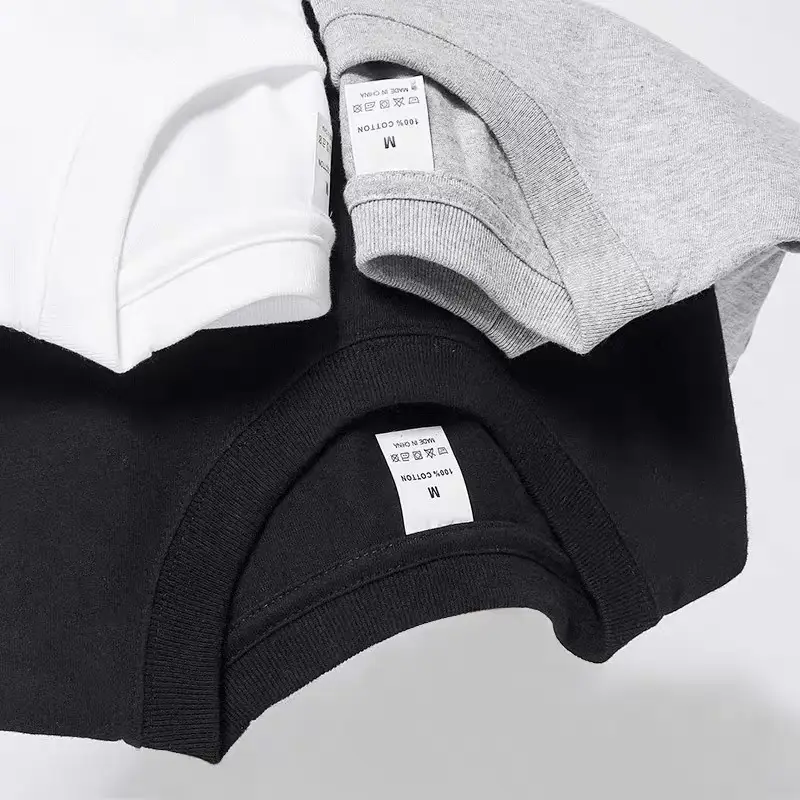 Men Loose Fit Cotton T-Shirt White Summer