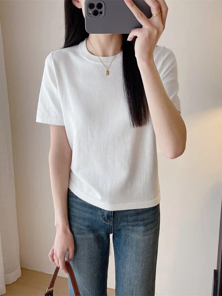 220G Cotton Couple T-Shirt Loose Fit White