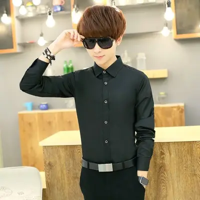 Men Slim Fit White Business Shirt Summer Office Wear