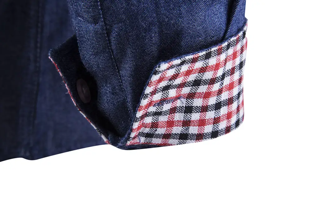 Men Denim Long Sleeve Shirt Light Blue Office Wear