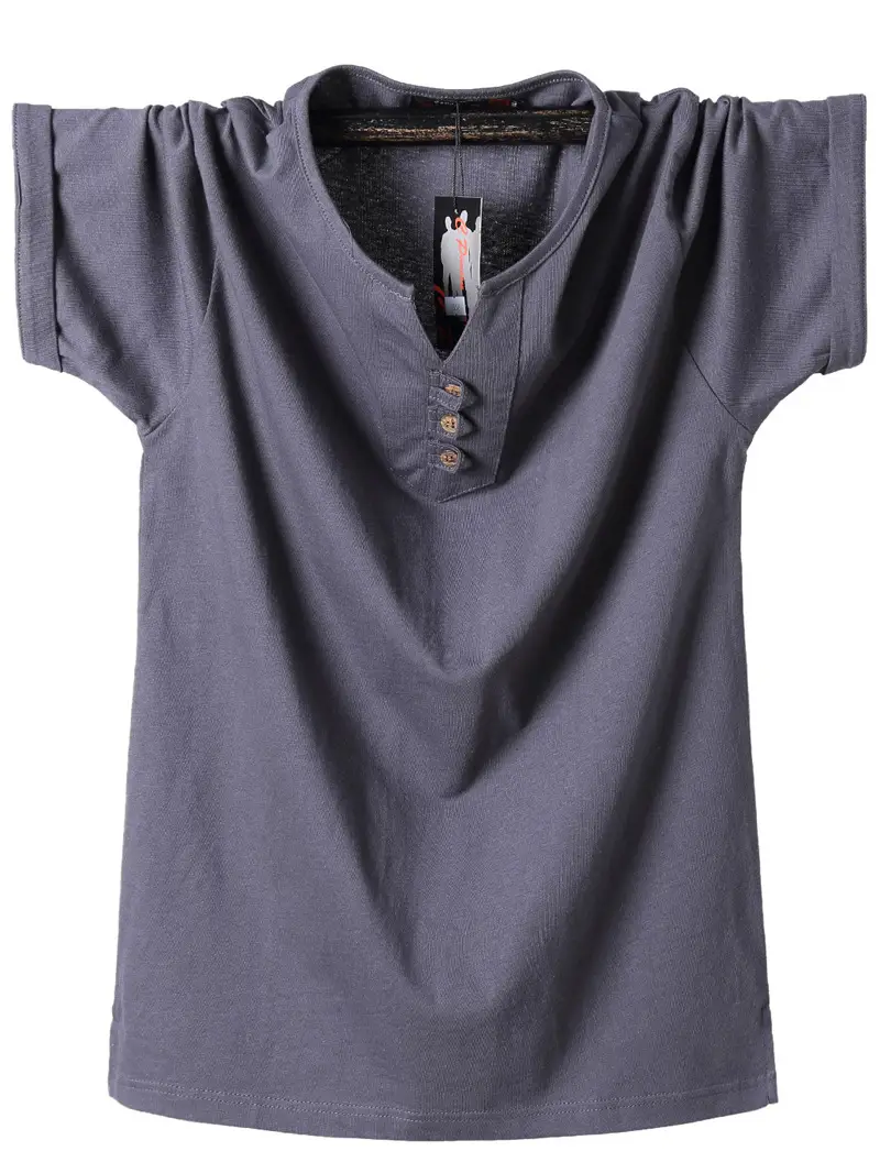 Men Heavy Cotton V Neck Short Sleeve T-Shirt M-Green XL