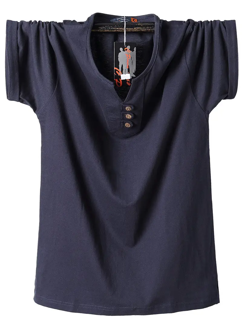 Men Heavy Cotton V Neck Short Sleeve T-Shirt M-Green XL