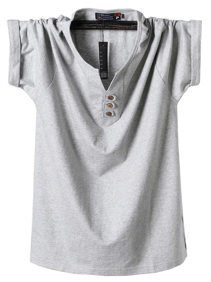 Men Heavy Cotton V Neck Short Sleeve T-Shirt M-Green XL