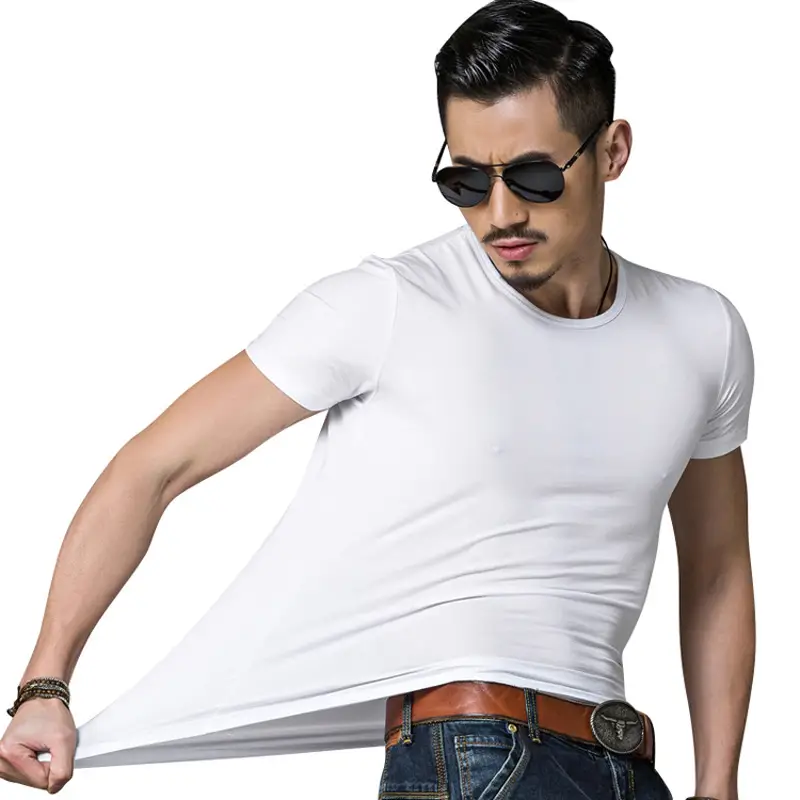 Men's Summer Round Neck T-Shirt Black White Premium Cotton Daily Wear