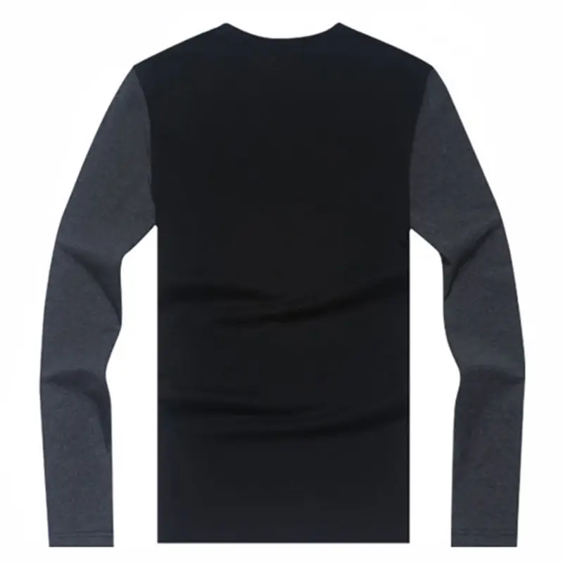Men Long Sleeve Cotton Shirt Black Gray Autumn