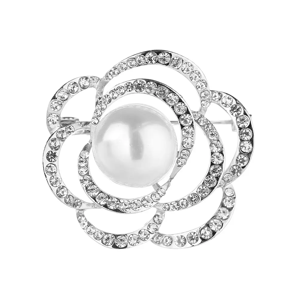 Pearl & Crystal Brooch for Women