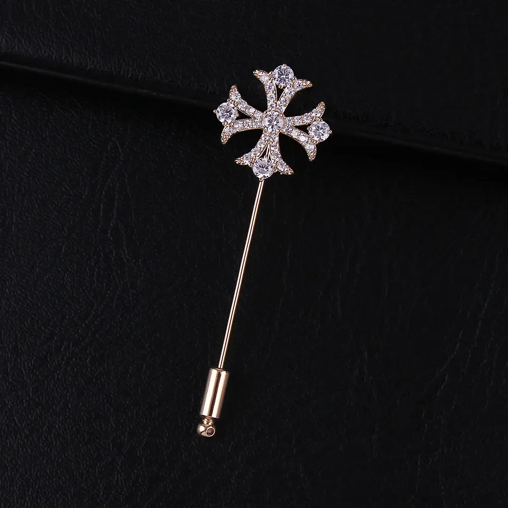 Crystal Cross Brooch Pin for Women Wedding Office Daily Wear