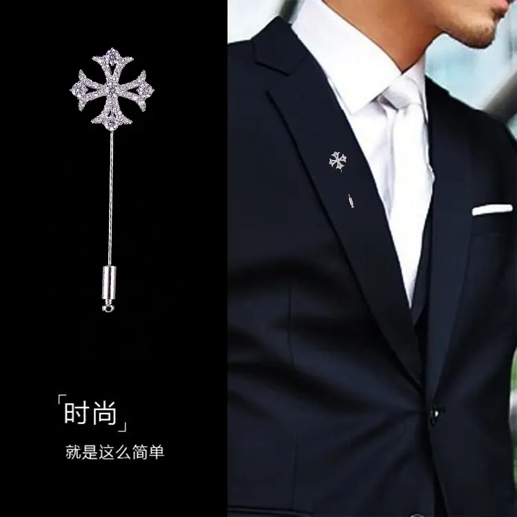 Crystal Cross Brooch Pin for Women Wedding Office Daily Wear