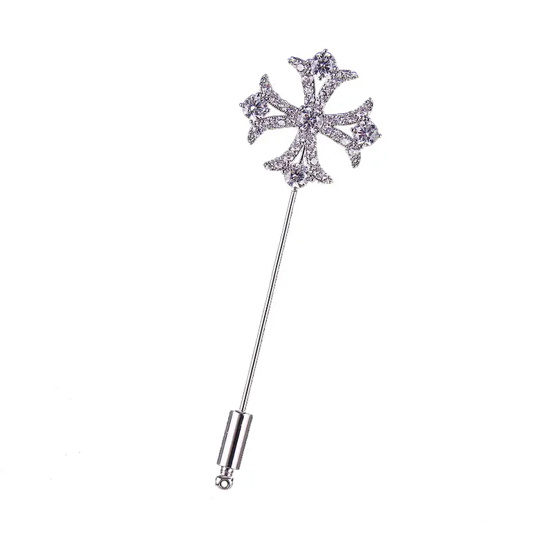 Crystal Cross Brooch Pin for Women Wedding Office Daily Wear