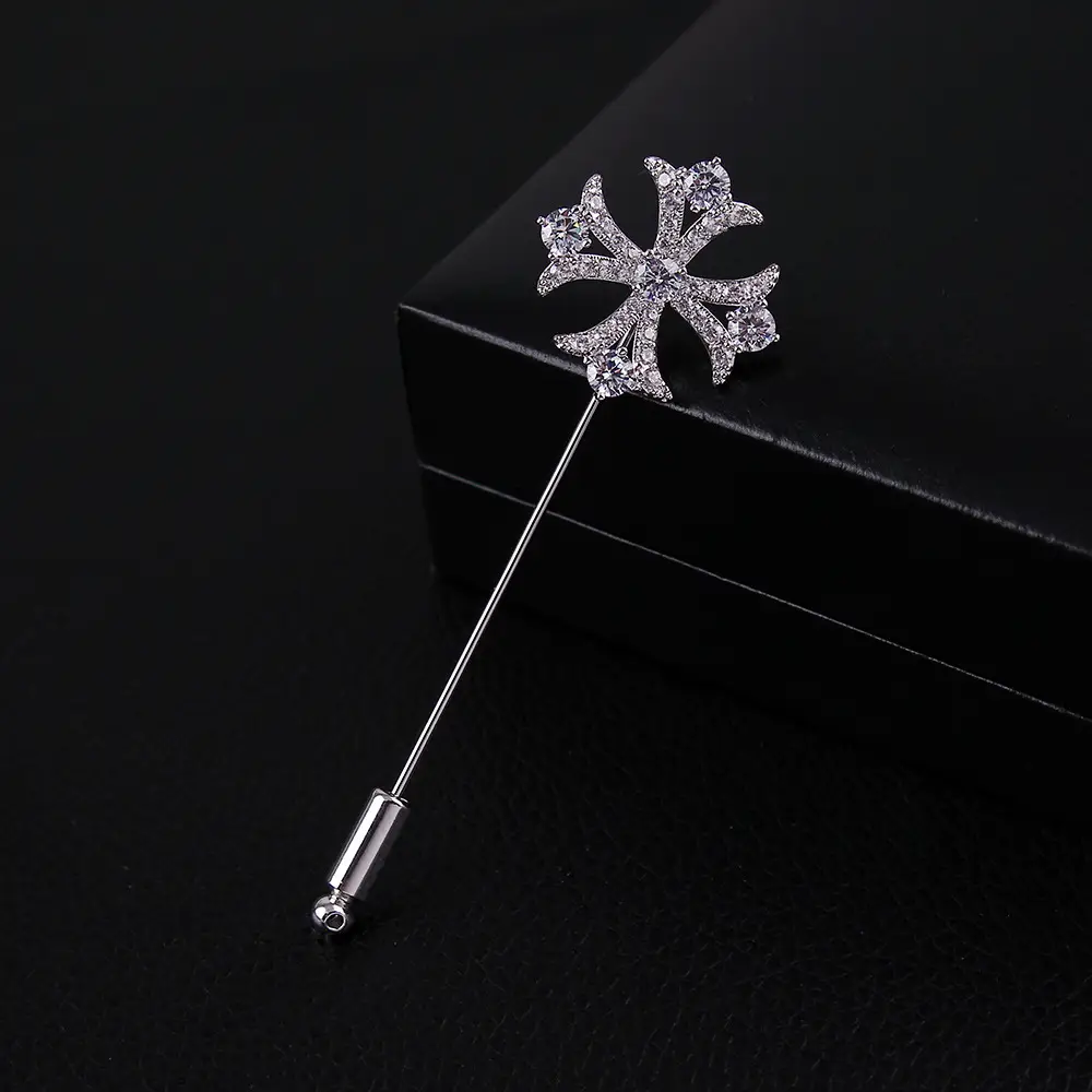 Crystal Cross Brooch Pin for Women Wedding Office Daily Wear
