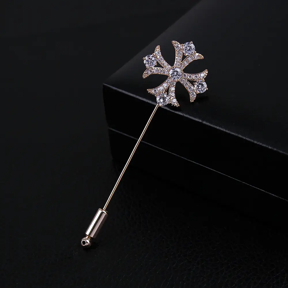 Crystal Cross Brooch Pin for Women Wedding Office Daily Wear