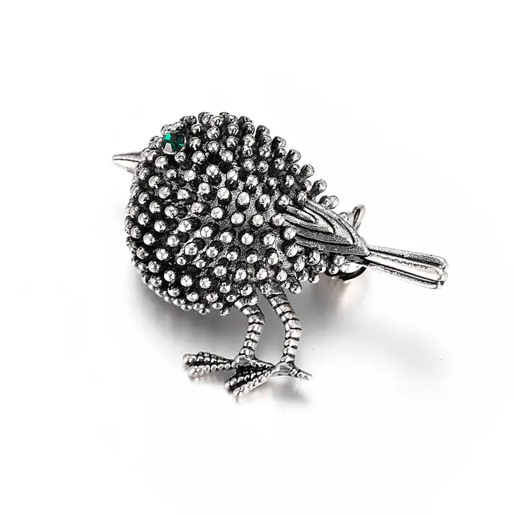Retro Bird Diamond Brooch Silver Vintage Pakistani Women