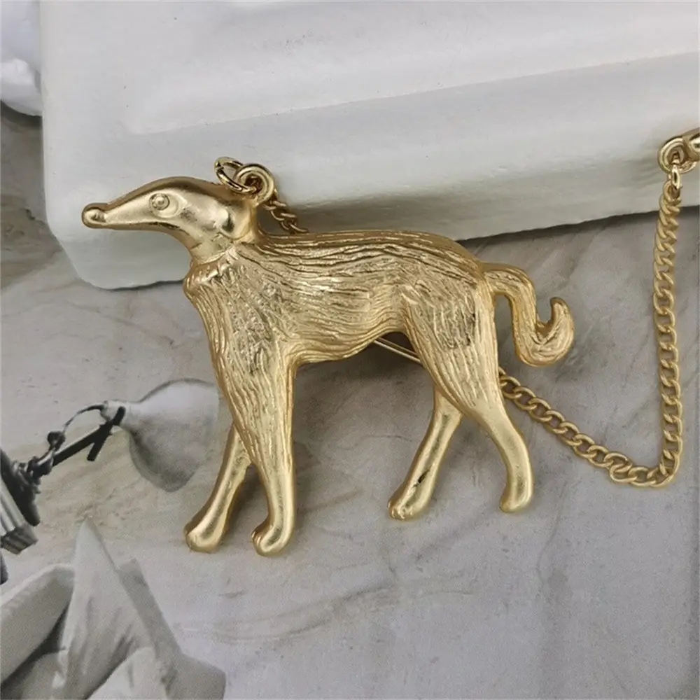 Matte Gold Dog Walking Brooch for Women