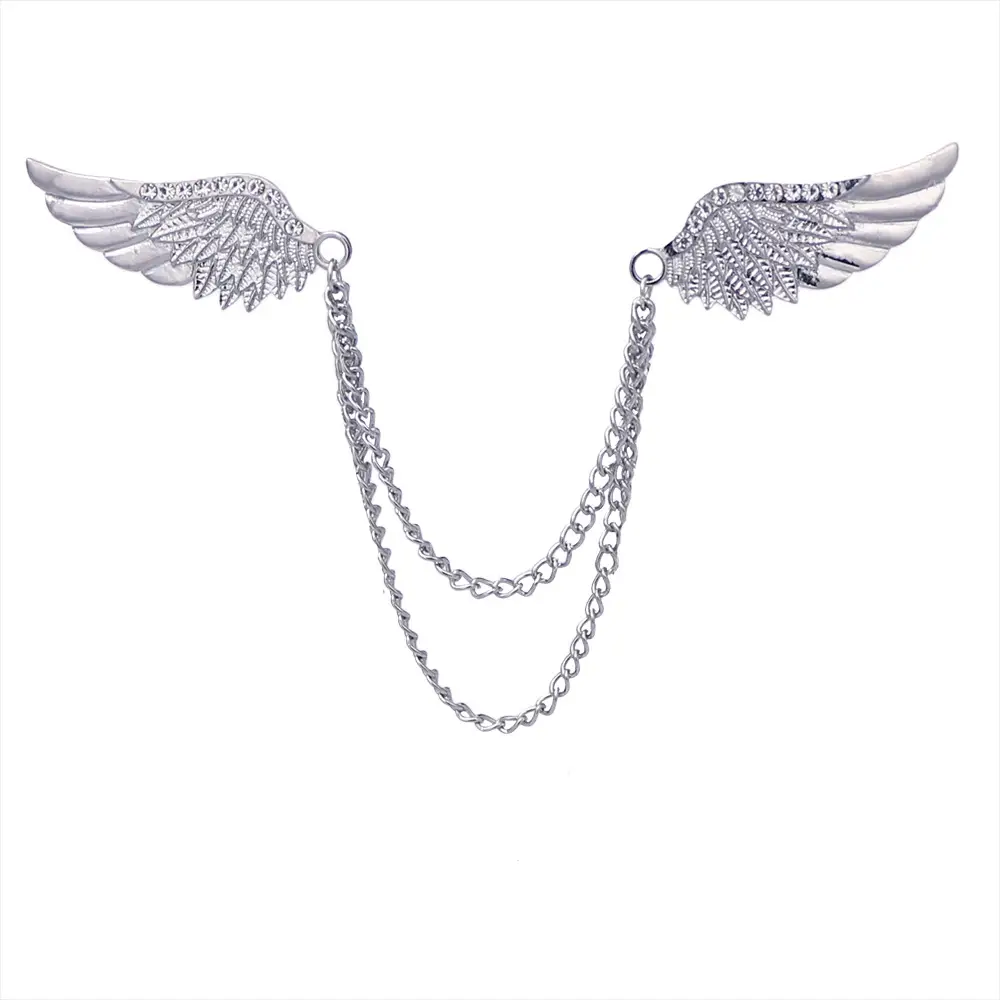 Silver Winged Chain Brooch for Men