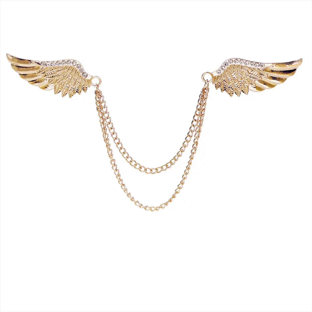 Silver Winged Chain Brooch for Men